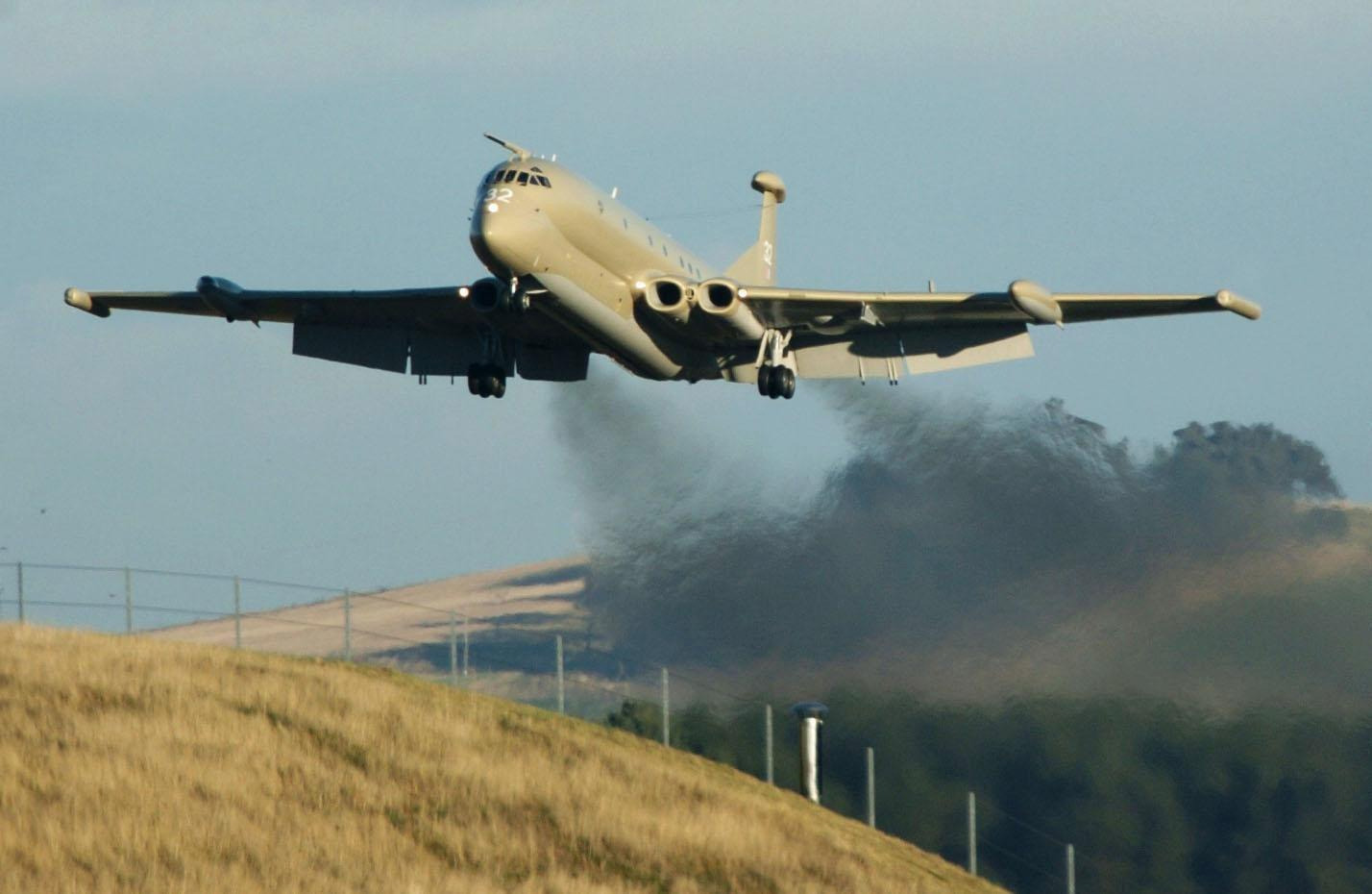 File photo of a Nimrod landing at RAF Kinloss.