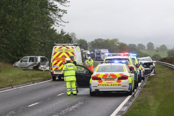 The scene on the A9 on Sunday.