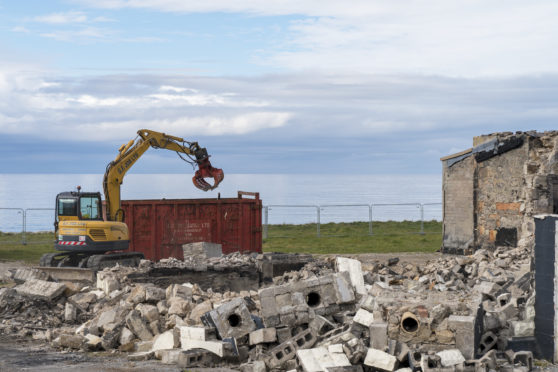 The Beach Bar being demolished.