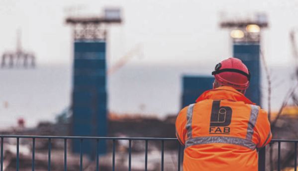 Workers look out over the yard at BiFab in Methil