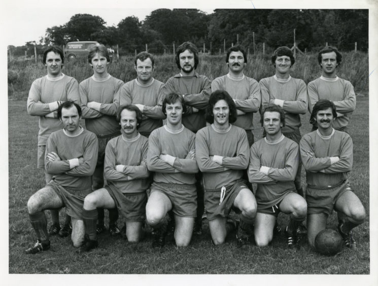 Cove Rangers in 1979. Back row (left to right) - Webster, Fyfe, Rose, B. Simpson, Riddel, Mutch, C. Simpson. Front - A. Birss, Mathers, McCurruch, Napier, Christie, Morrice.