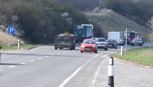 The A96 north of Inverurie.