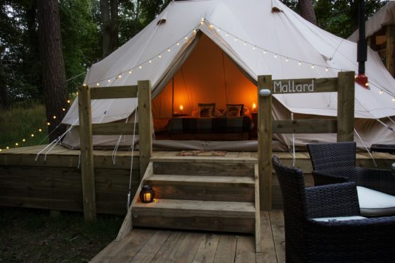 Dundas Castle offers 10 luxury tents, each with the loch in sight