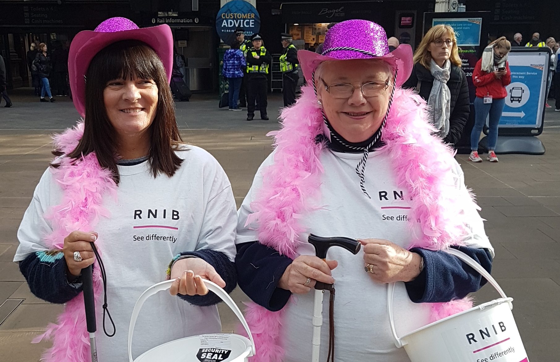 Elizabeth O'Hara (left) is urging others to raise funds for the RNIB.