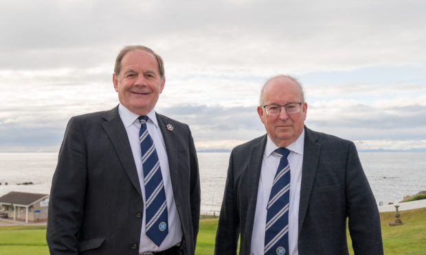 Highland secretary Rod Houston, right, alongside Highland League president Raymond Cardno.