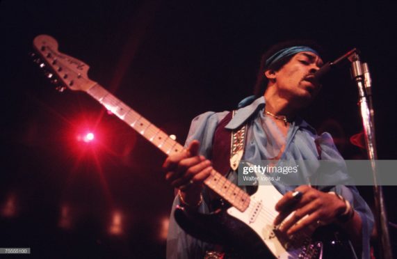 NEW YORK - JANUARY 28:  Jimi Hendrix performs at the Felt Forum on January 28, 1970 in New York City, New York.  (Photo by Walter Iooss Jr./Getty Images)