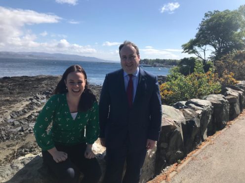 Kate Forbes MSP with Paul Wheelhouse, minister for the islands, near to the Armadale ferry terminal yesterday