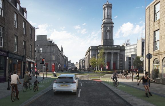 Aberdeen Cycle Forum's visualisation of a future, bike-friendly King Street.
