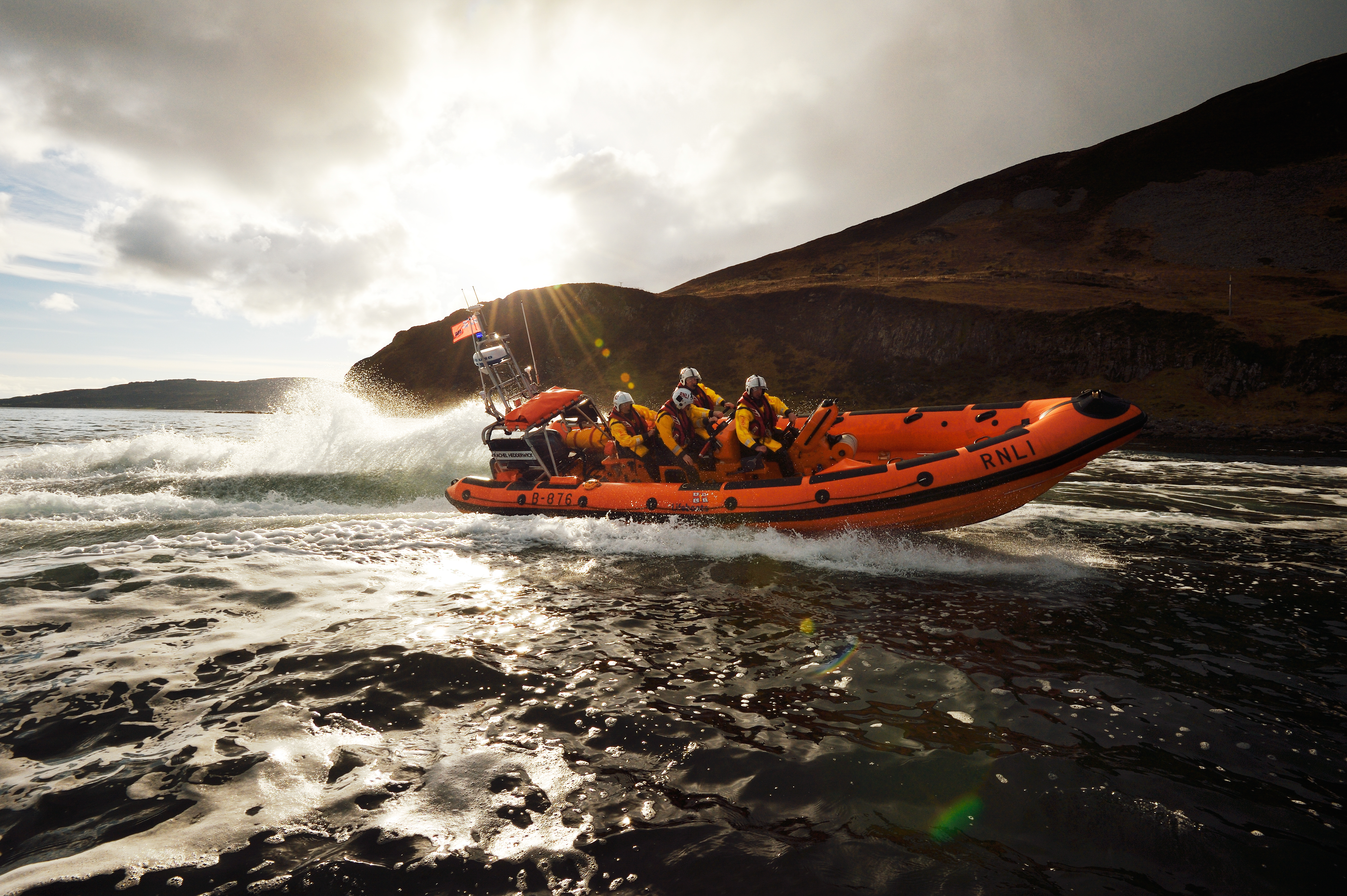 “Arran RNLI’s volunteer inshore lifeboat crew (ILB) out on exercise in their Atlantic 85, the same class of lifeboat soon to be received by Stonehaven’s crew”