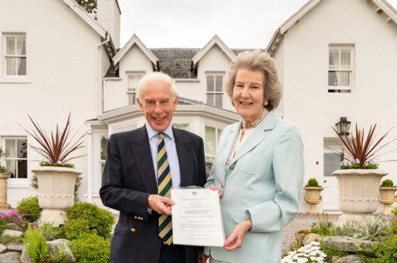 Brigadier Hugh Monro being enrolled as Deputy Lord Lieutenant by Lord-Lieutenant of Banffshire, Mrs Clare Russell.