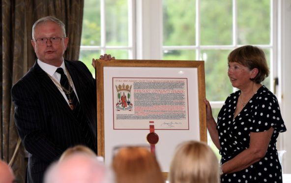 Presentation of new Coat of Arms to Banchory Community Council. Picture by Heather Fowlie.