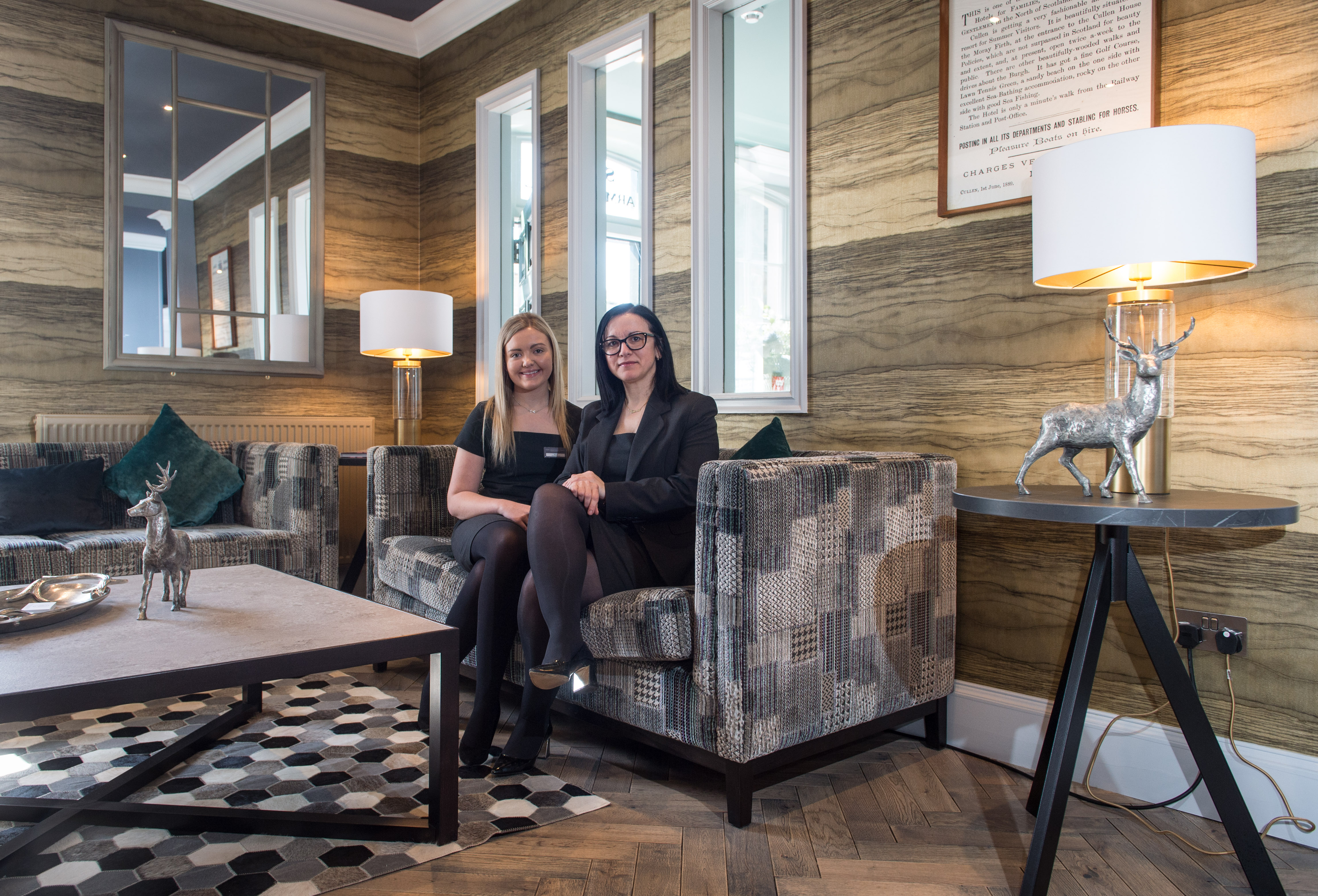 Deputy manager Ailie Flett with hotel manager Gabriela Iures at the Seafield Arms. Picture by Jason Hedges