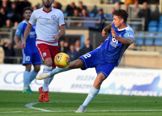 Aaron Norris in action for Peterhead at the start of last season.