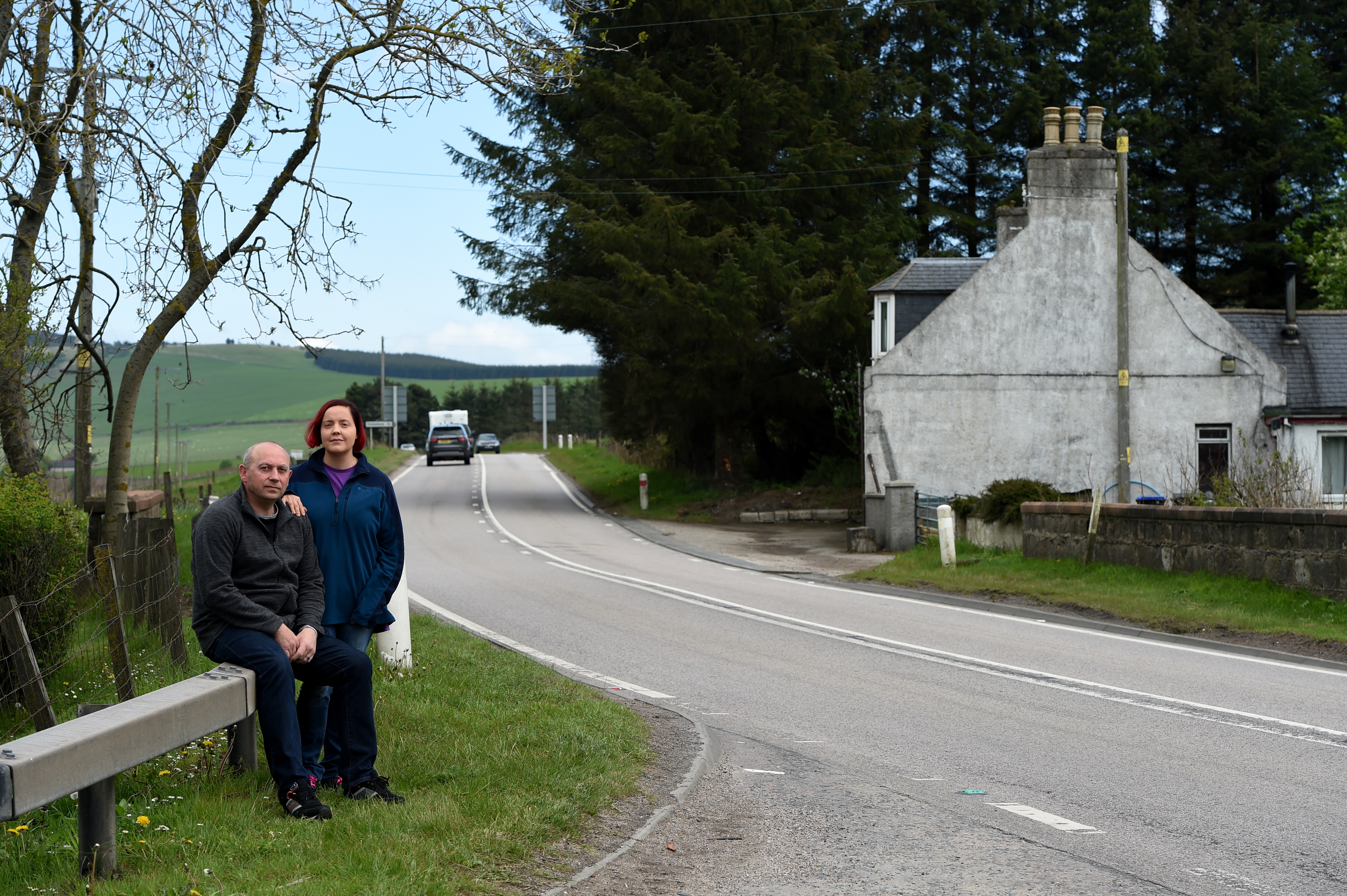 Peter and Tracy Rettie are calling for more to be done to improve the safety of the A96, Bainshole, Glens of foundland, that passes by their house.