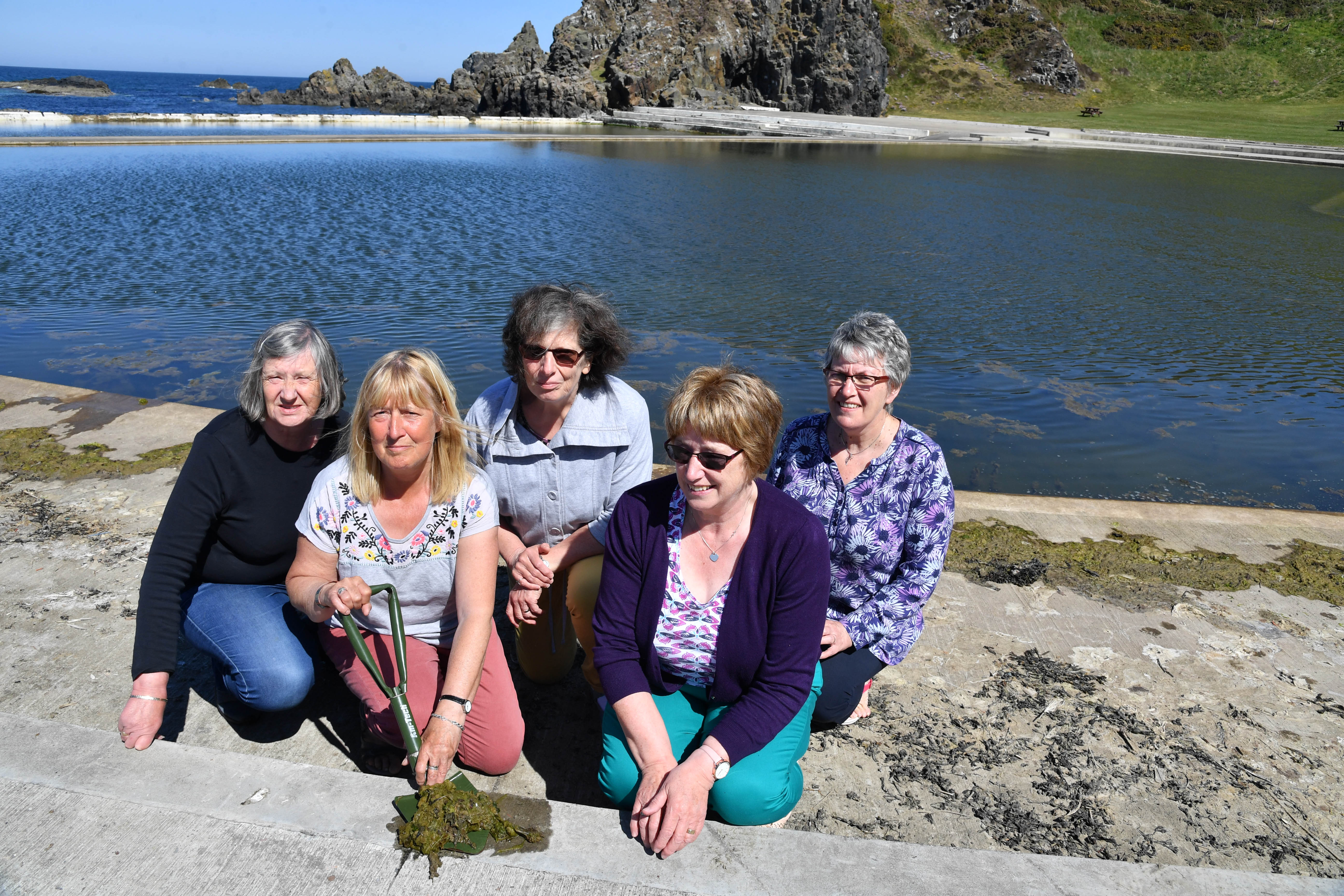 Friends of Tarlair members (L-R) Joan Rumens, Pat Wain, Jacque Horning, Doreen Shearer and Lorraine Smith have been leaning seaweed from the pools.