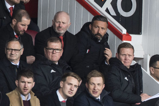 Aberdeen chairman Stewart Milne, left, with manager Derek McInnes.