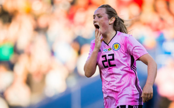 Scotland's Erin Cuthbert scored her side's first goal on Tuesday night.