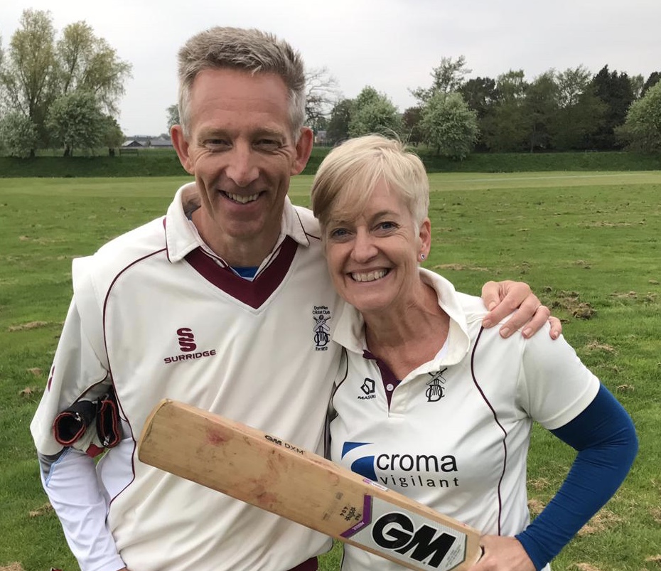 Sue Strachan, with husband Dave, has become the first-ever female president of Cricket Scotland.