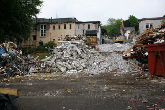 Fort William St Mary's Primary School being pulled down.