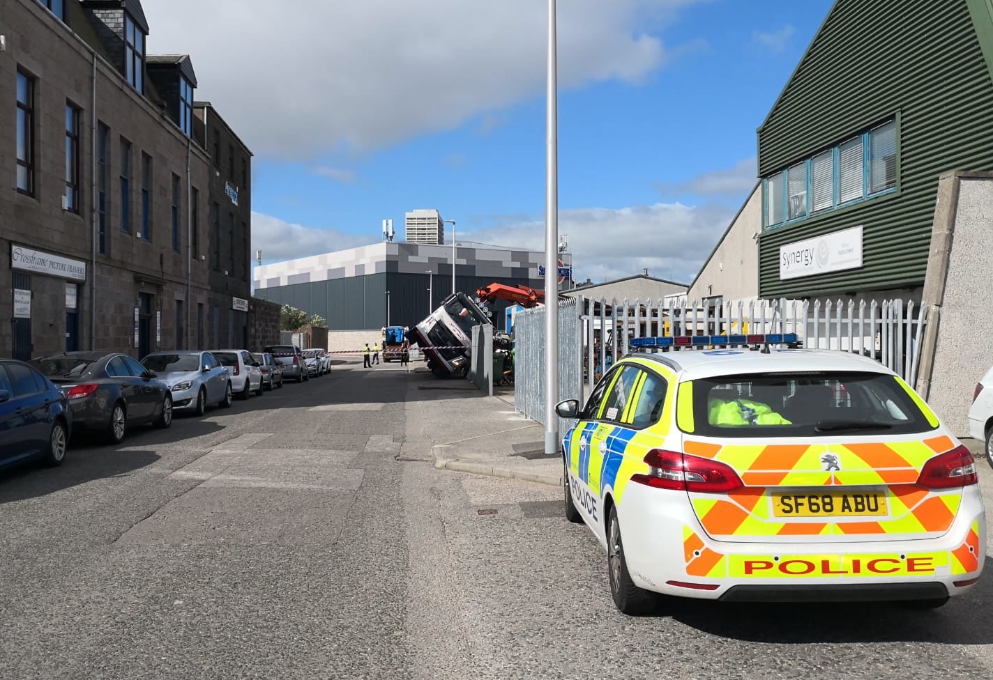 Police on site of the incident on Cotton Street in Aberdeen.