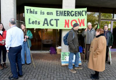 Protestors outside Highland Council