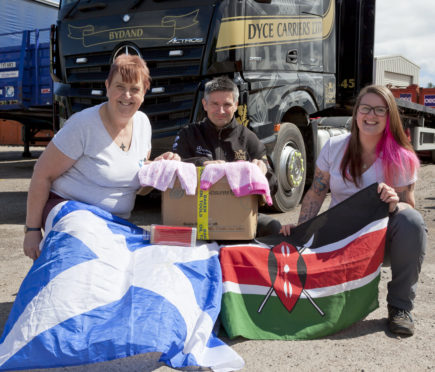 Moyra Cowie, Dyce Carriers managing director Jason Moir and Rachel Lewis.