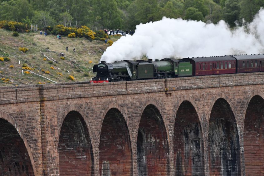 The Flying Scotsman at the Culloden viaduct. Picture by Simon Packman