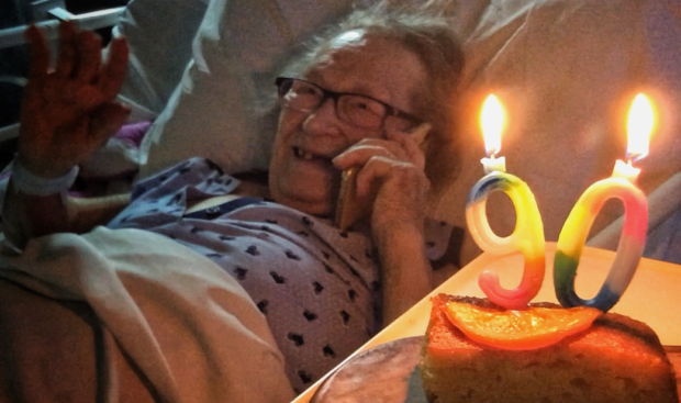 Maysie McLeod celebrated her 90th birthday in hospital