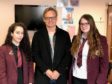 From left to right: Peterhead Academy pupil Ellie McDougall, film director Jon S Baird and pupil Chelsea Beaton