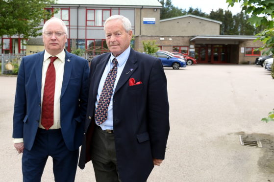 Pictured is Glen Reynolds, left, and Mike Roy - both councillors were involved in the Aberchirder Primary School action plan discussions. Picture by Jim Irvine.