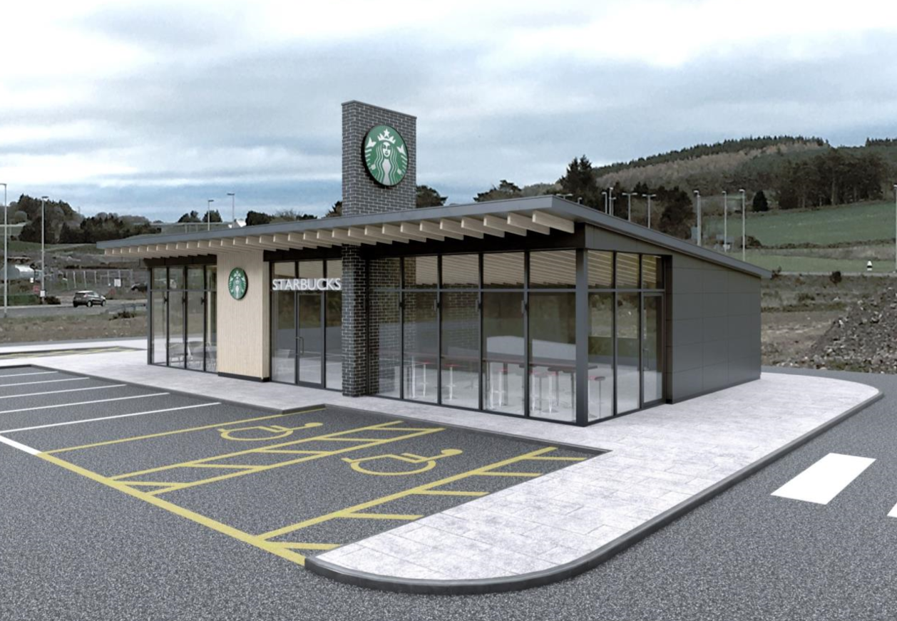 The initial design for the proposed Westhill Starbucks included a large "roof fin".