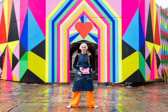 Morag Myerscough with her installation Love At First Sight.