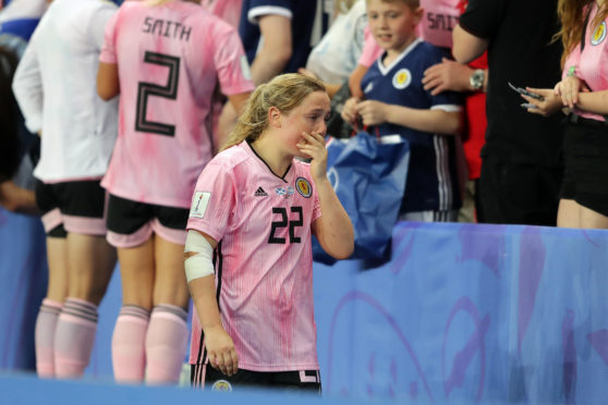 Erin Cuthbert leaves the field after the 3-3 draw.