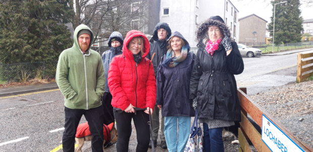 Some of the group protesting against the volume of housing planned for Upper Achintore at Cow Hill in Fort William.