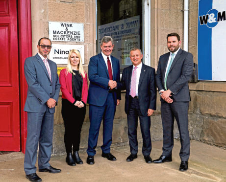 left from right, Damian Marinello, Lauren Wright, Professor Lorne Crerar CBE, Ian Davidson and Chris Kerr