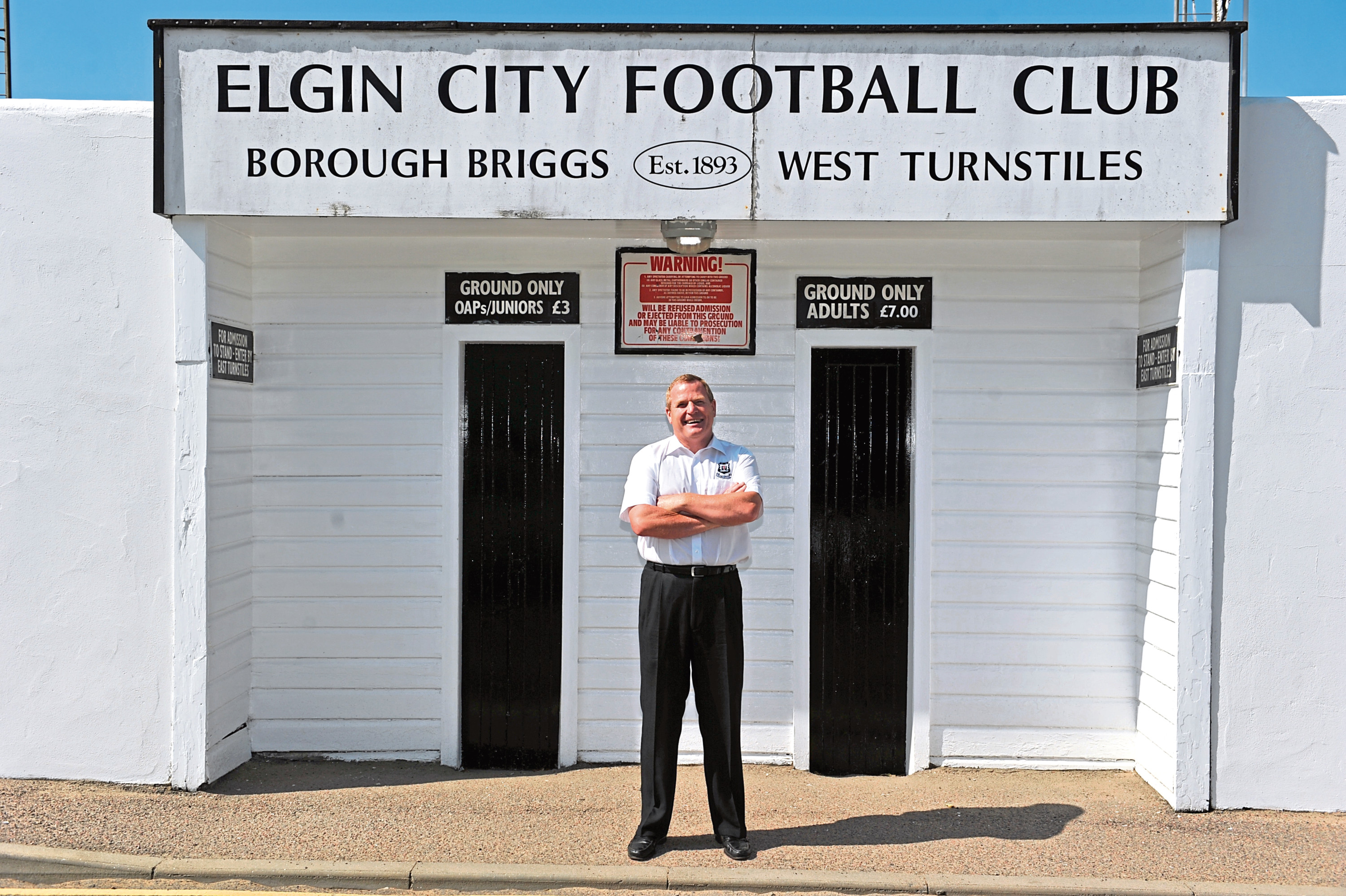Elgin City's chairman, Graham Tatters,outside their  football stadium at Borough Briggs, Elgin.

Picture by Gordon Lennox 10/07/2013.