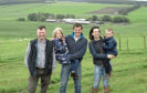 From left, NSA Scotsheep event chairman Willy Millar, with host farmers, Robert and Hazel McNee and children, Kate and Alan