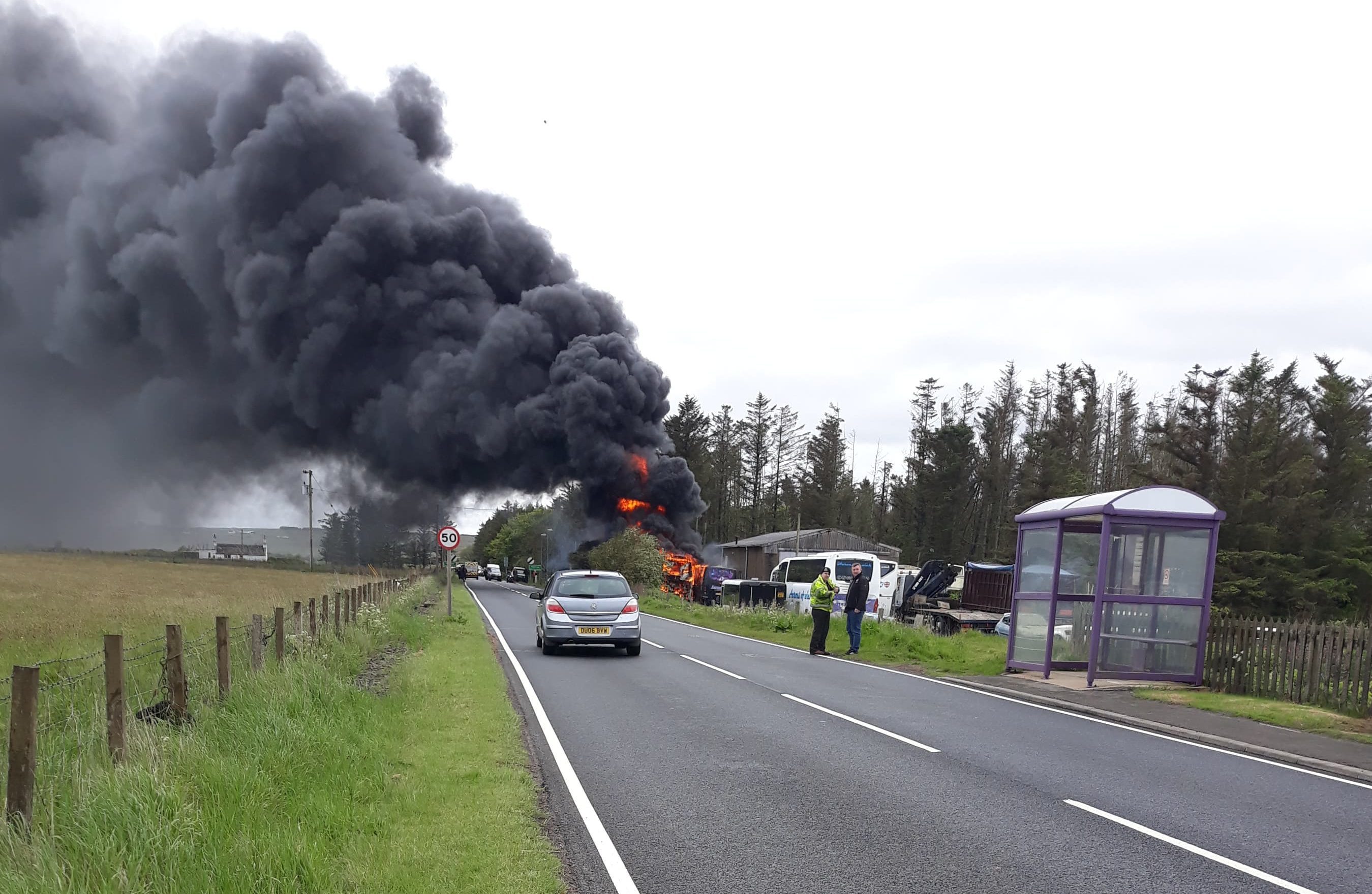 A bus caught fire earlier this afternoon at Thrumster