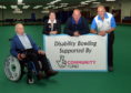 Aberdeen Indoor Bowling club are launching disabled bowling nights, to try and get disabled people into the sport. CR0009971
Pictured from left, George Jenkins, Doris Senff, Alex (Tattie) Marshall and Dave Findlay.
05/06/19
Picture by KATH FLANNERY