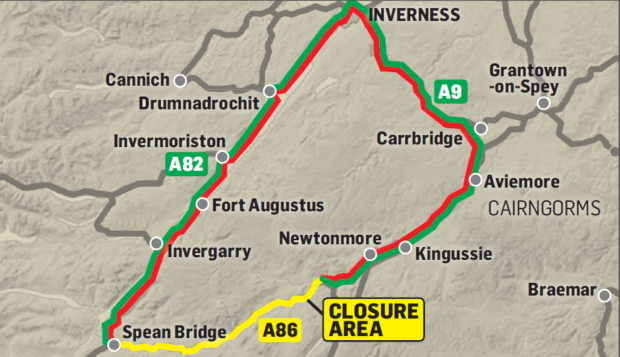 A 112 mile long diversion was put in place to allow motorists to pass the area.