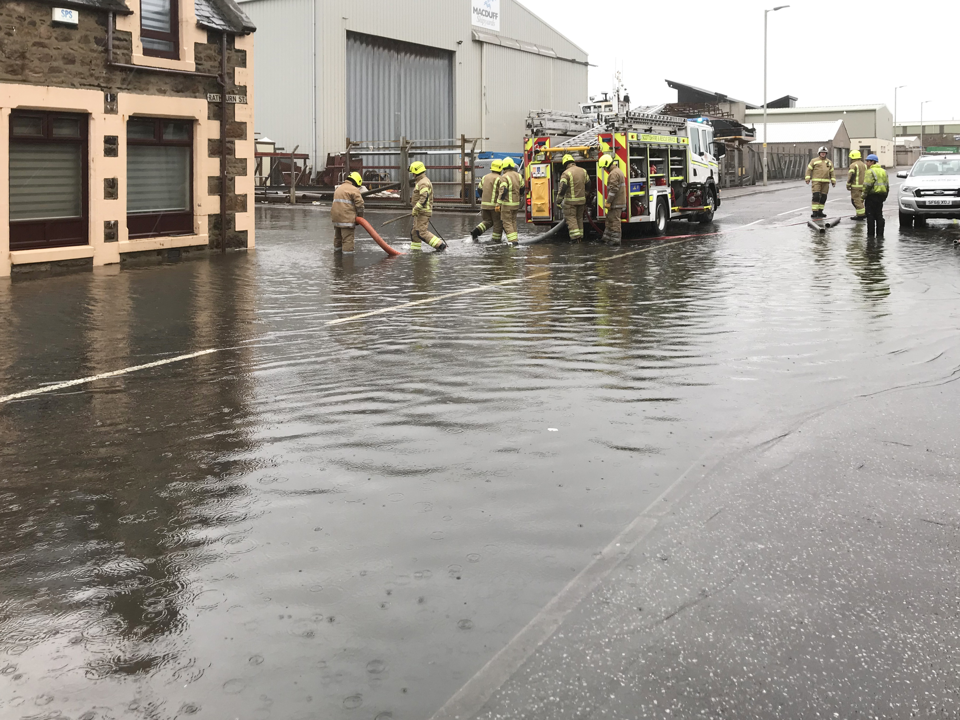 Homes have been flooded on Rathburn Street in Buckie.