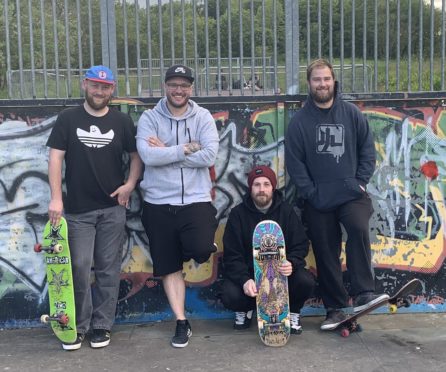 Left to right: Blueskate vice-chairman Craig Duffy and treasurer Tev Warrander with members Jamie Marshall and Matthew McNeil