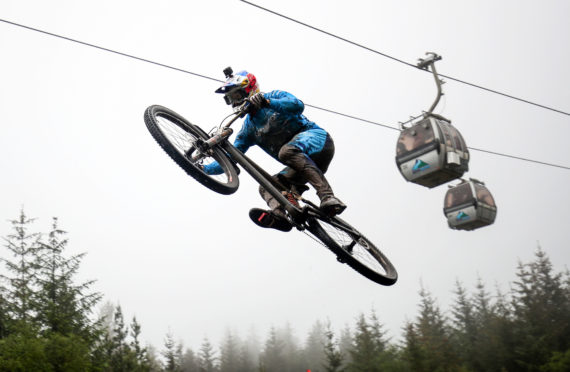 Great Britain's Gee Atherton during the UCI Mountain Bike World Cup at Fort William.