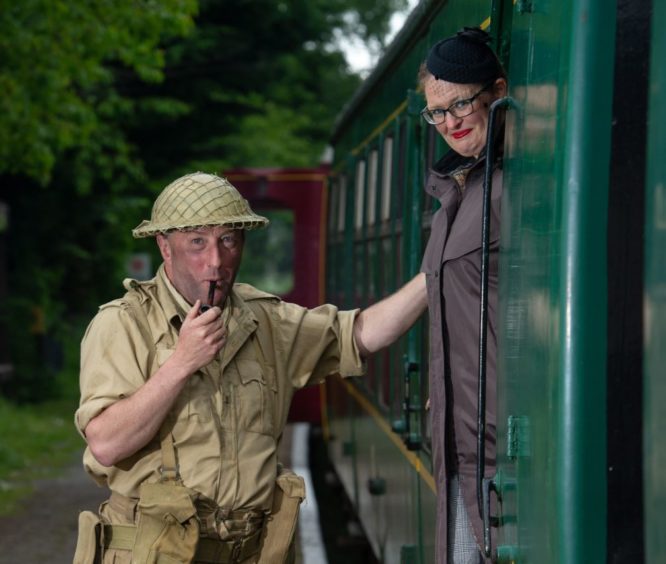 Nigel Bodiam, chairman of Keith and Dufftown Railyway, and Paula Baker who is a spy at the station.