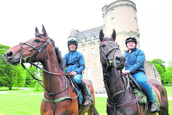 Pictured - At Castle Fraser, L-R Jackie Stephen riding Welcome Ben and Rachael Grant riding Highland Peak.   
Picture by Kami Thomson.