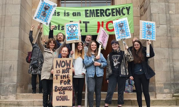 Campaigners gathered outside Moray Council's headquarters.