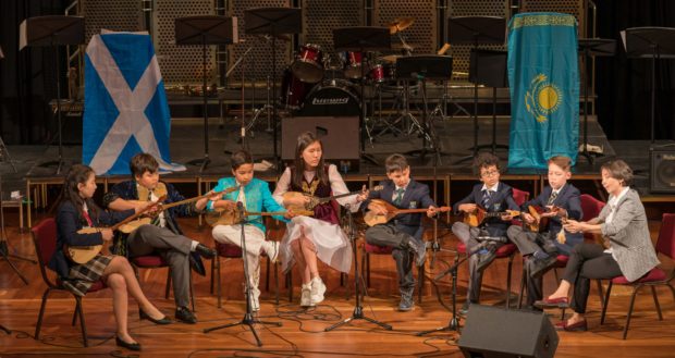 The Haileybury Astana Dombra Ensemble playing various Kazakh folk pieces.