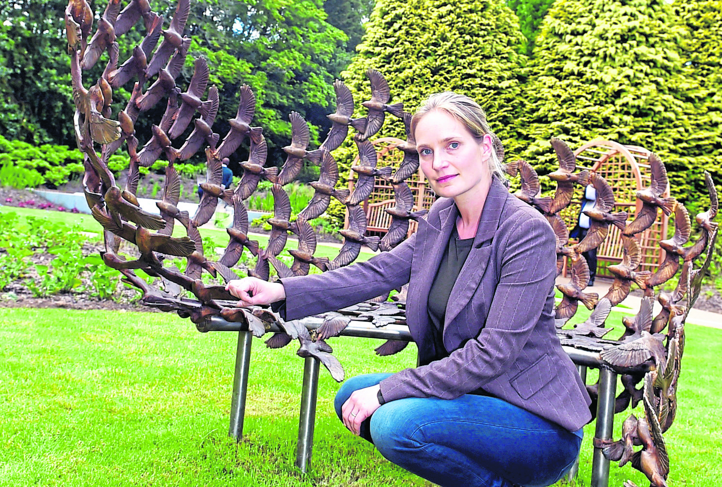 The Aberdeen memorial garden for families affected by the past practices of cremation at Hazlehead Park, Aberdeen. In the picture is sculptor, Maja Quille.
Picture by Jim Irvine