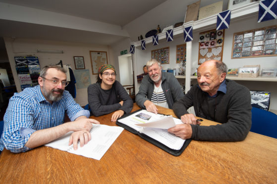 Picture: L2R - Stephen Campopiano (WSP Consultant), Bo Hickey (Ifrastructure Officer for Sustrans) Geoff Stranger (Rothes Council Chair) Keith Bingham (Rothes Council)

Picture by Jason Hedges