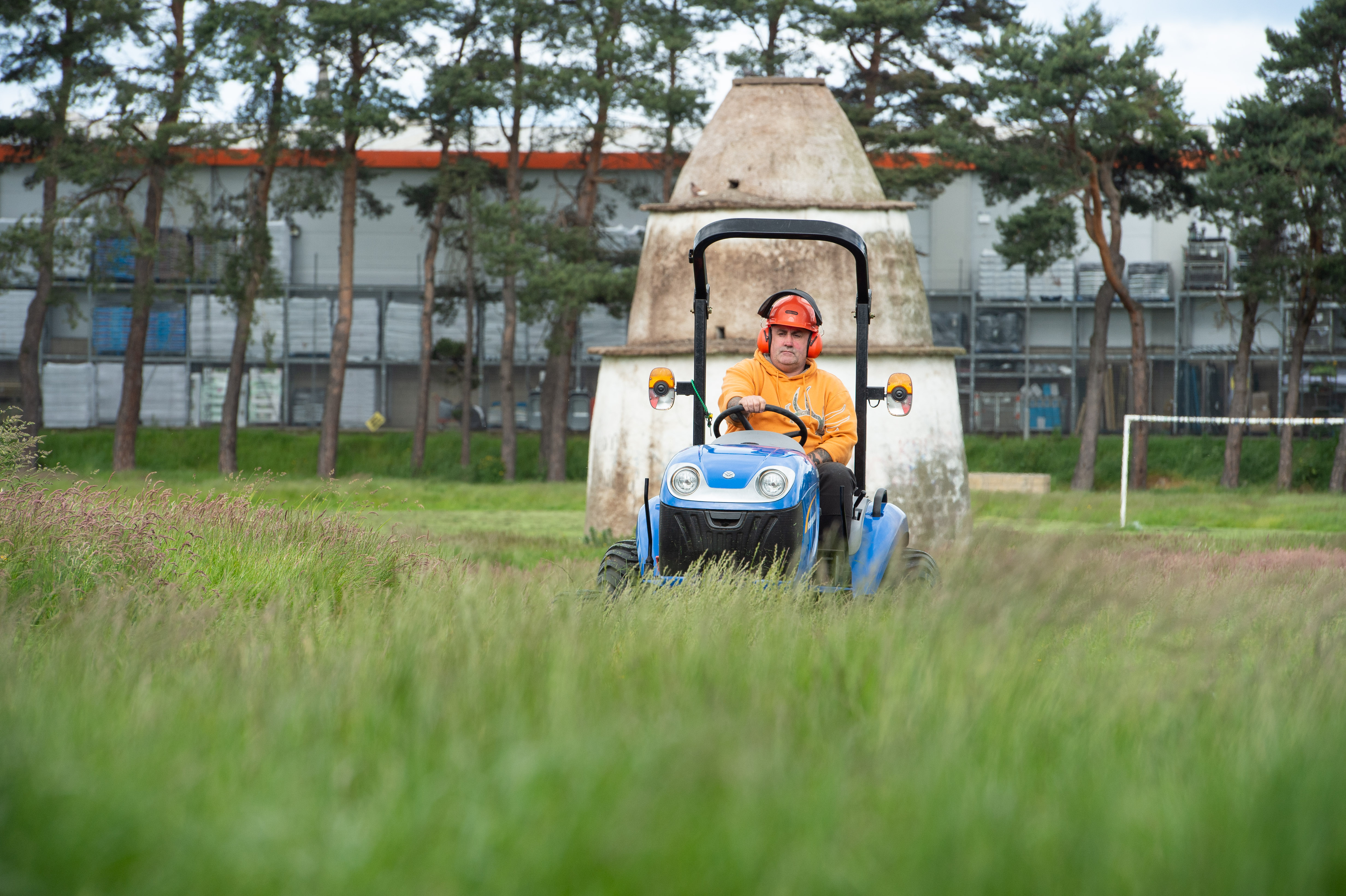 A grass cutter is pictured at Doocot Park in New Elgin.